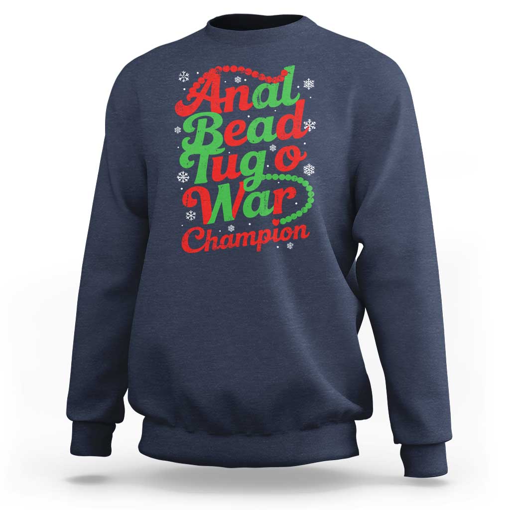 Funny Anal Bead Tug O War Christmas Sweatshirt Inappropriate Adult Humor Weird Cringe - Wonder Print Shop