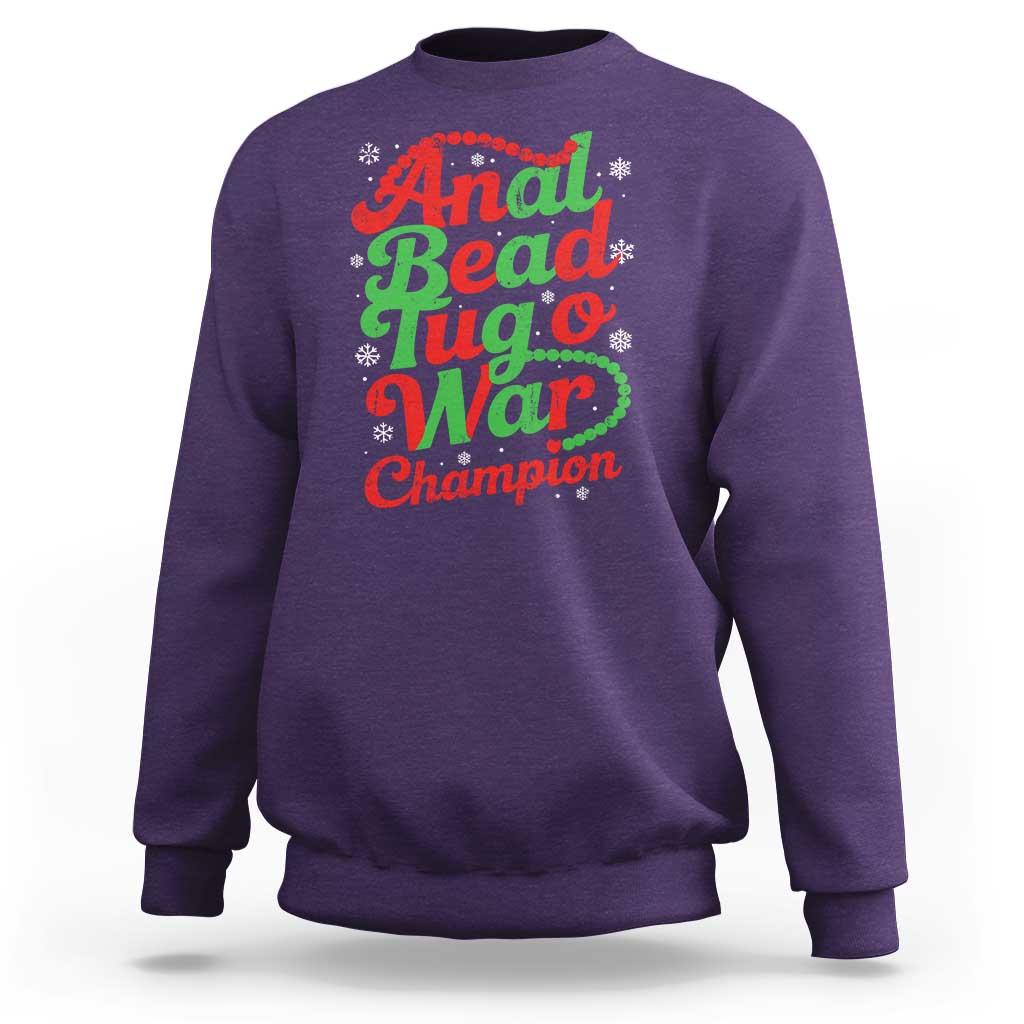 Funny Anal Bead Tug O War Christmas Sweatshirt Inappropriate Adult Humor Weird Cringe - Wonder Print Shop