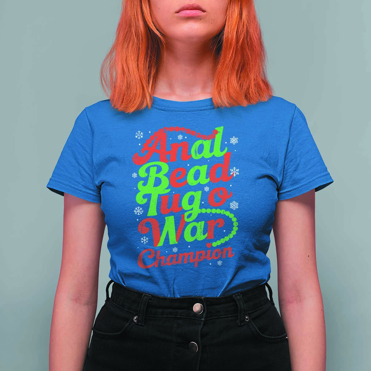Funny Anal Bead Tug O War Christmas T Shirt For Women Inappropriate Adult Humor Weird Cringe - Wonder Print Shop