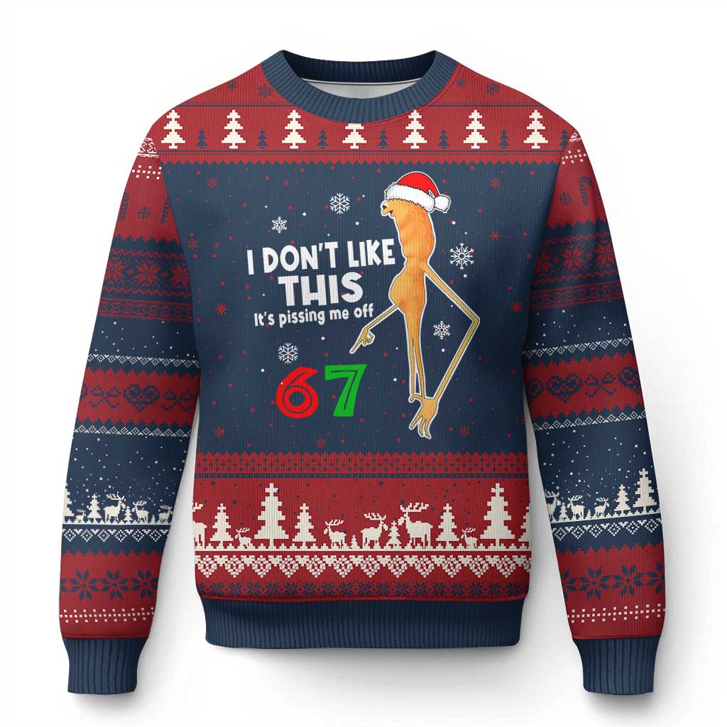 Funny Marcus The Worm 67 Meme Xmas Ugly Christmas Sweater I Don't Like This It's Pissing Me Off - Wonder Print Shop