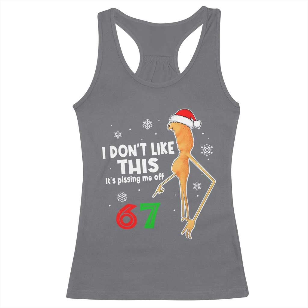 Funny Marcus The Worm 67 Meme Christmas Racerback Tank Top I Don't Like This It's Pissing Me Off - Wonder Print Shop
