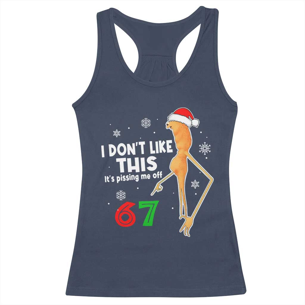 Funny Marcus The Worm 67 Meme Christmas Racerback Tank Top I Don't Like This It's Pissing Me Off - Wonder Print Shop