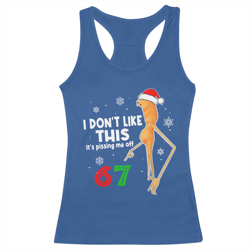 Funny Marcus The Worm 67 Meme Christmas Racerback Tank Top I Don't Like This It's Pissing Me Off - Wonder Print Shop