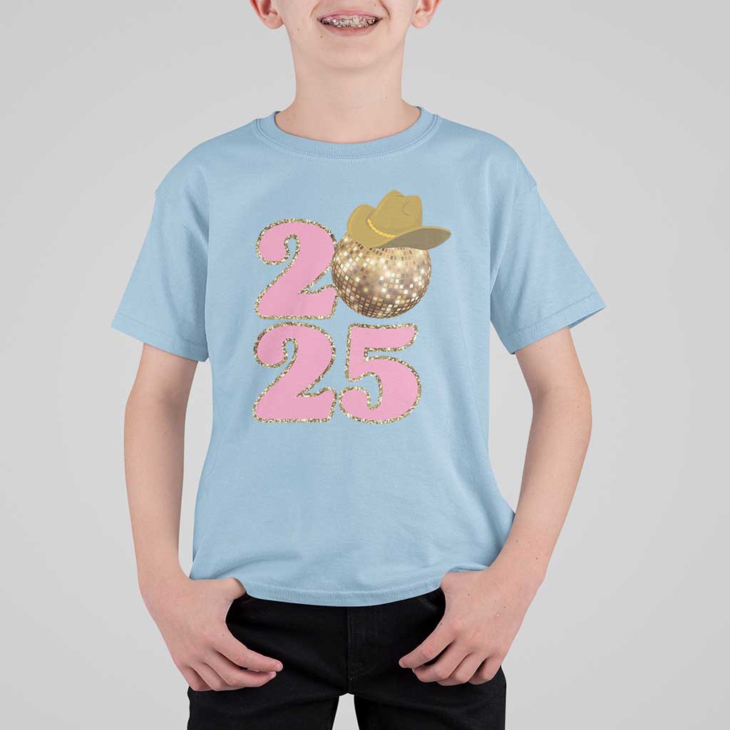Howdy New Year 2025 T Shirt For Kid Happy New Year Sparkling Cowboy Cowgirl