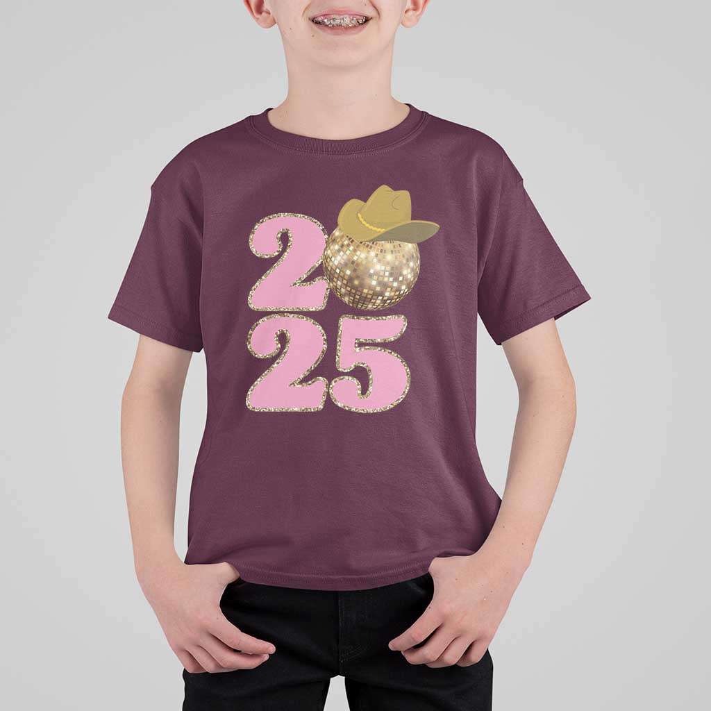 Howdy New Year 2025 T Shirt For Kid Happy New Year Sparkling Cowboy Cowgirl