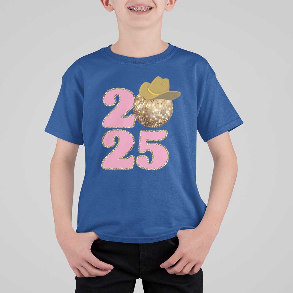 Howdy New Year 2025 T Shirt For Kid Happy New Year Sparkling Cowboy Cowgirl