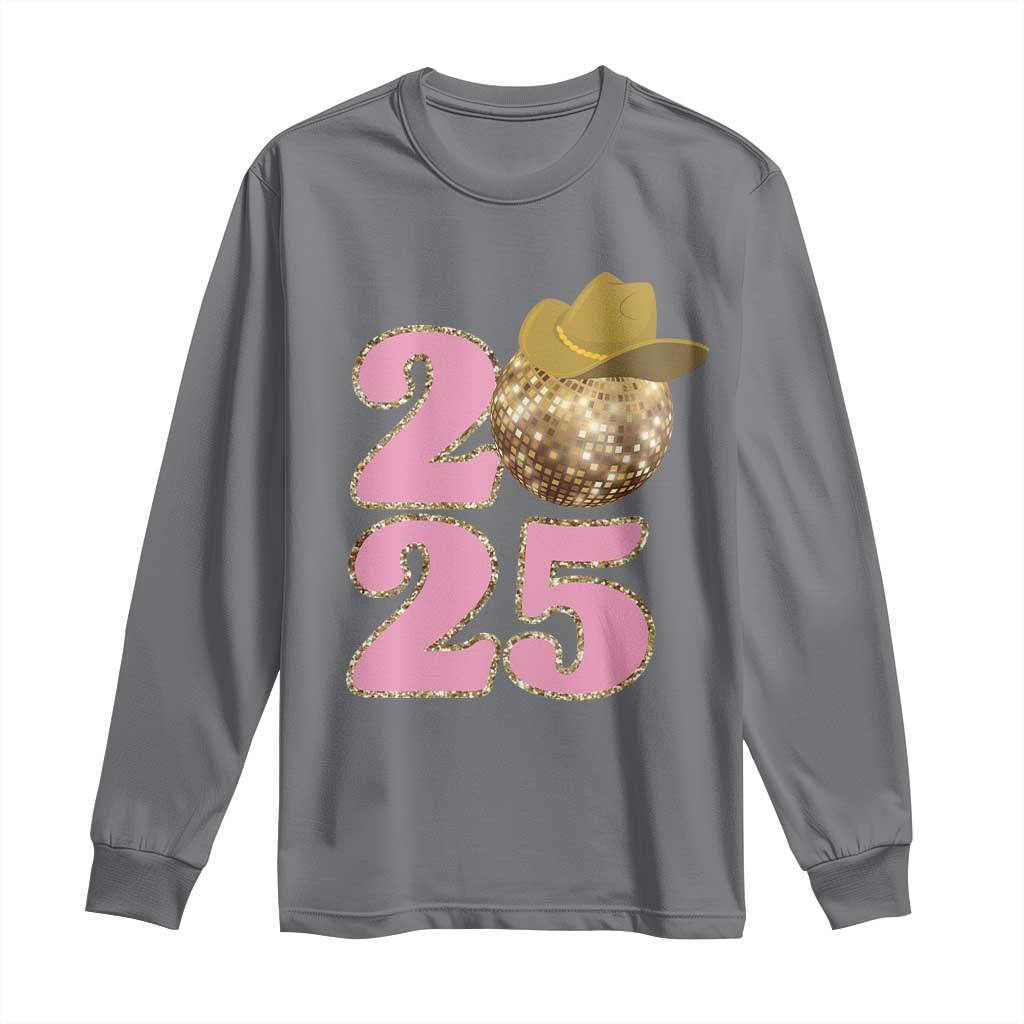 Howdy New Year 2025 Long Sleeve Shirt Happy New Year Sparkling Cowboy Cowgirl