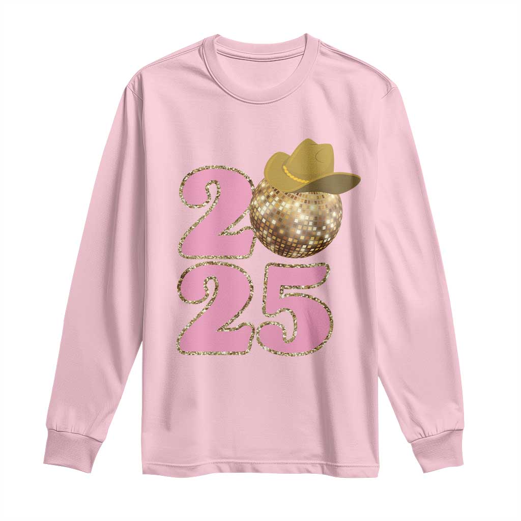 Howdy New Year 2025 Long Sleeve Shirt Happy New Year Sparkling Cowboy Cowgirl