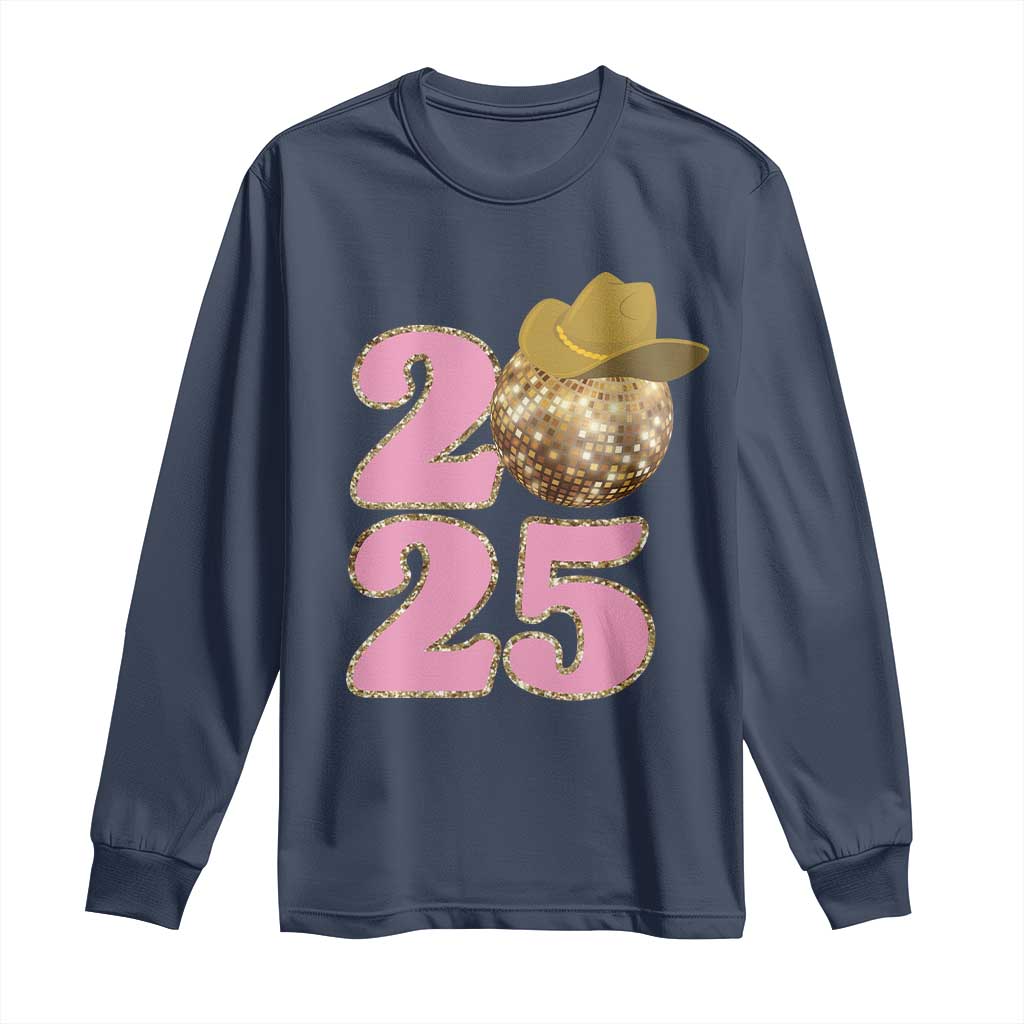 Howdy New Year 2025 Long Sleeve Shirt Happy New Year Sparkling Cowboy Cowgirl
