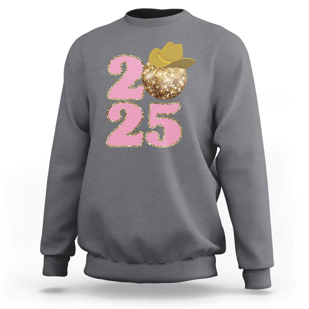 Howdy New Year 2025 Sweatshirt Happy New Year Sparkling Cowboy Cowgirl
