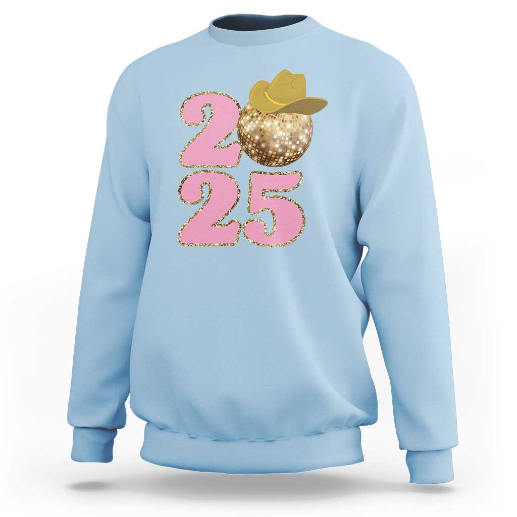 Howdy New Year 2025 Sweatshirt Happy New Year Sparkling Cowboy Cowgirl