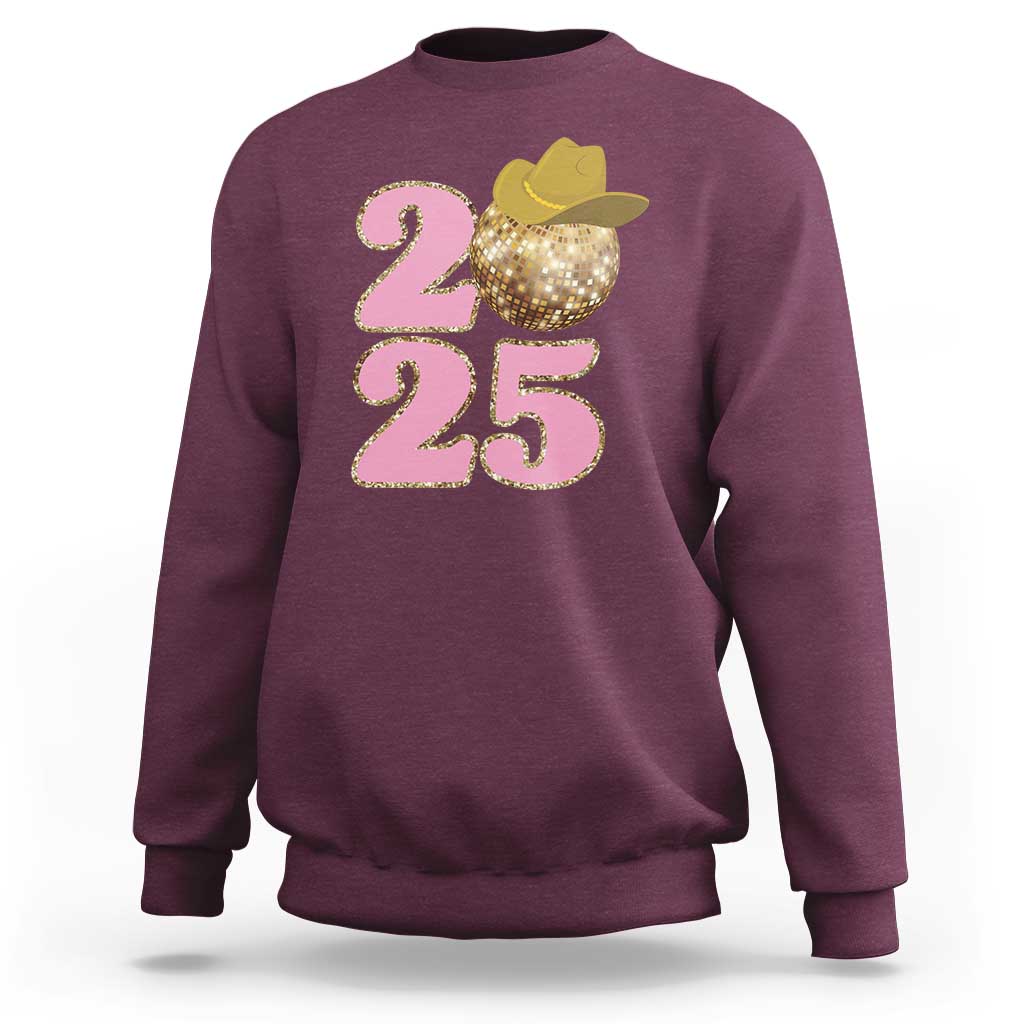 Howdy New Year 2025 Sweatshirt Happy New Year Sparkling Cowboy Cowgirl
