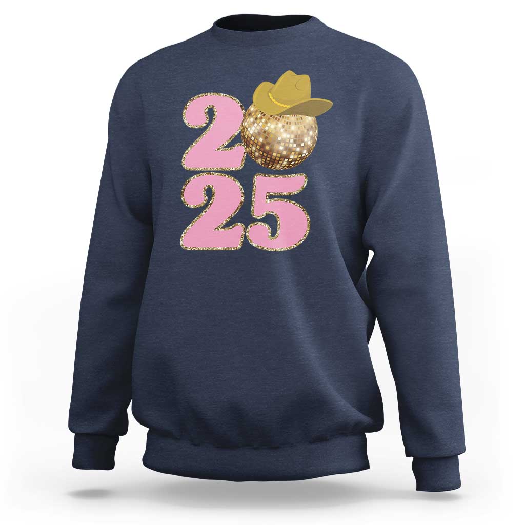 Howdy New Year 2025 Sweatshirt Happy New Year Sparkling Cowboy Cowgirl