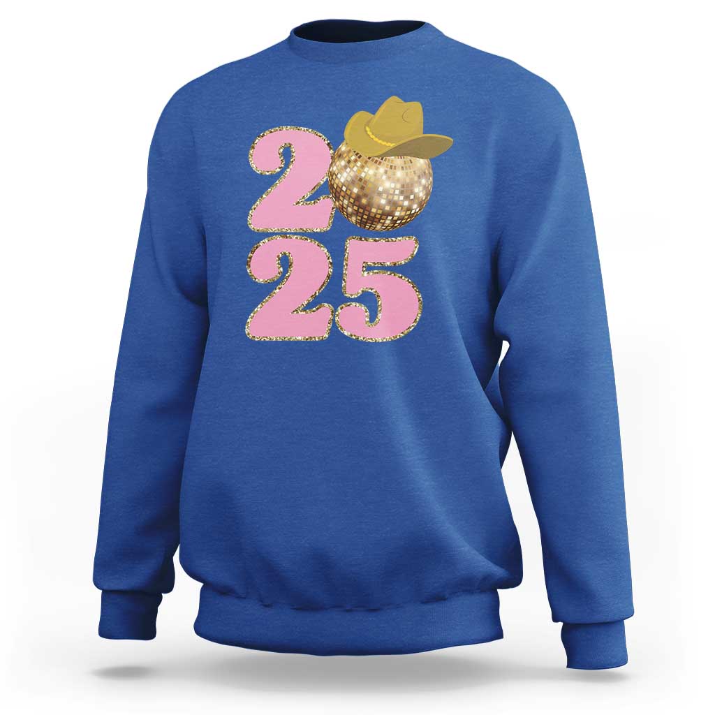 Howdy New Year 2025 Sweatshirt Happy New Year Sparkling Cowboy Cowgirl