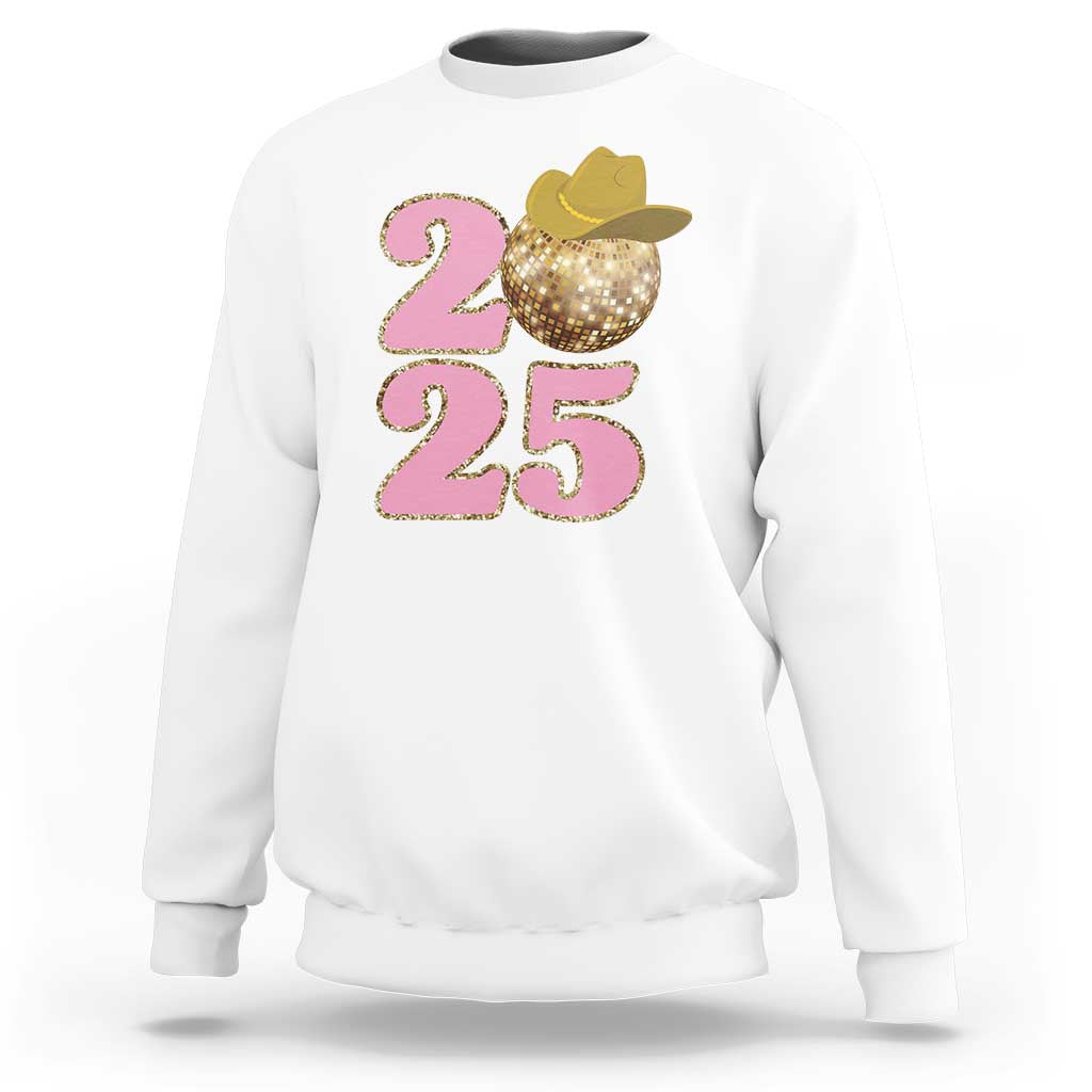 Howdy New Year 2025 Sweatshirt Happy New Year Sparkling Cowboy Cowgirl