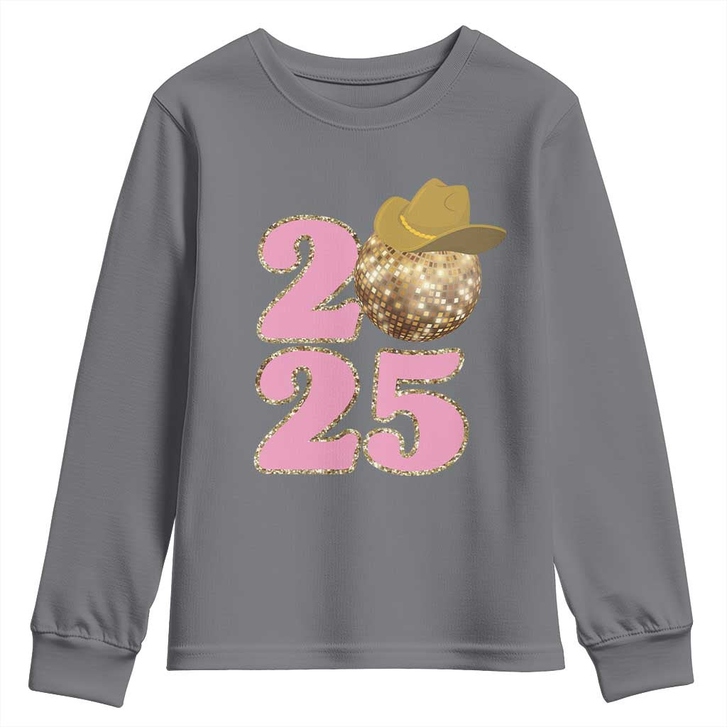 Howdy New Year 2025 Youth Sweatshirt Happy New Year Sparkling Cowboy Cowgirl