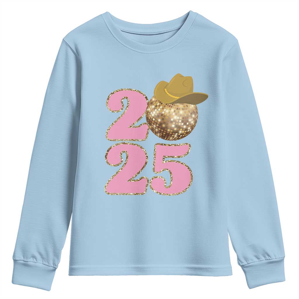 Howdy New Year 2025 Youth Sweatshirt Happy New Year Sparkling Cowboy Cowgirl