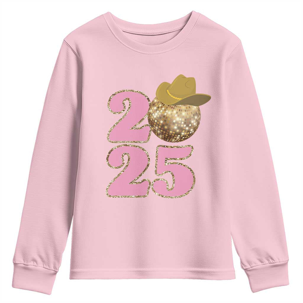 Howdy New Year 2025 Youth Sweatshirt Happy New Year Sparkling Cowboy Cowgirl