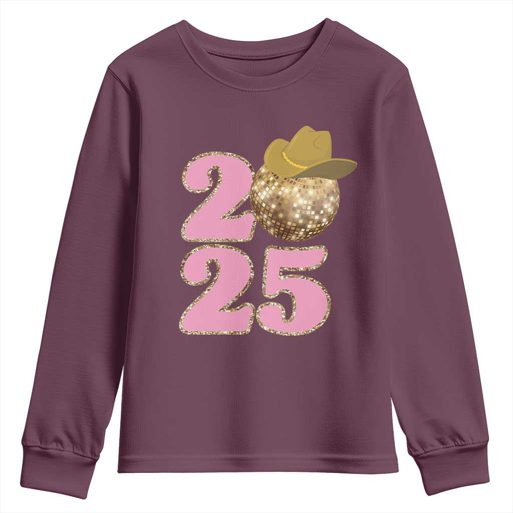 Howdy New Year 2025 Youth Sweatshirt Happy New Year Sparkling Cowboy Cowgirl