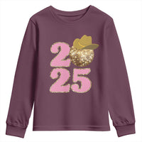 Howdy New Year 2025 Youth Sweatshirt Happy New Year Sparkling Cowboy Cowgirl