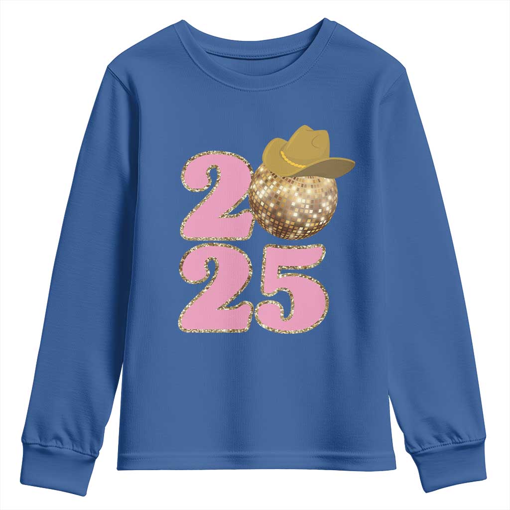 Howdy New Year 2025 Youth Sweatshirt Happy New Year Sparkling Cowboy Cowgirl