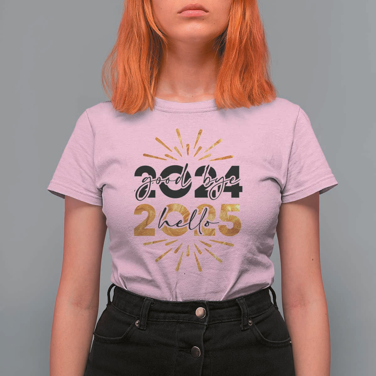 Goodbye 2024 Hello 2025 T Shirt For Women New Year's Eve Party - Wonder Print Shop