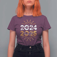 Goodbye 2024 Hello 2025 T Shirt For Women New Year's Eve Party Fireworks - Wonder Print Shop