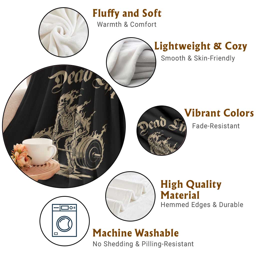 Funny Deadlifts Lifting Weights Gym Skeleton Throw Blanket - Wonder Print Shop