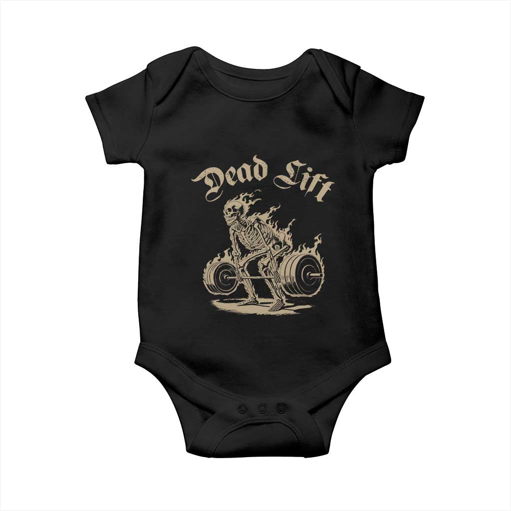 Funny Deadlifts Lifting Weights Gym Skeleton Baby Onesie - Wonder Print Shop