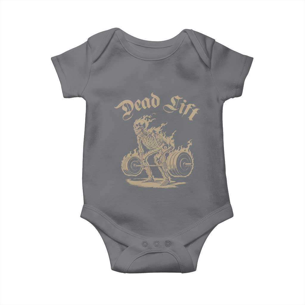 Funny Deadlifts Lifting Weights Gym Skeleton Baby Onesie - Wonder Print Shop