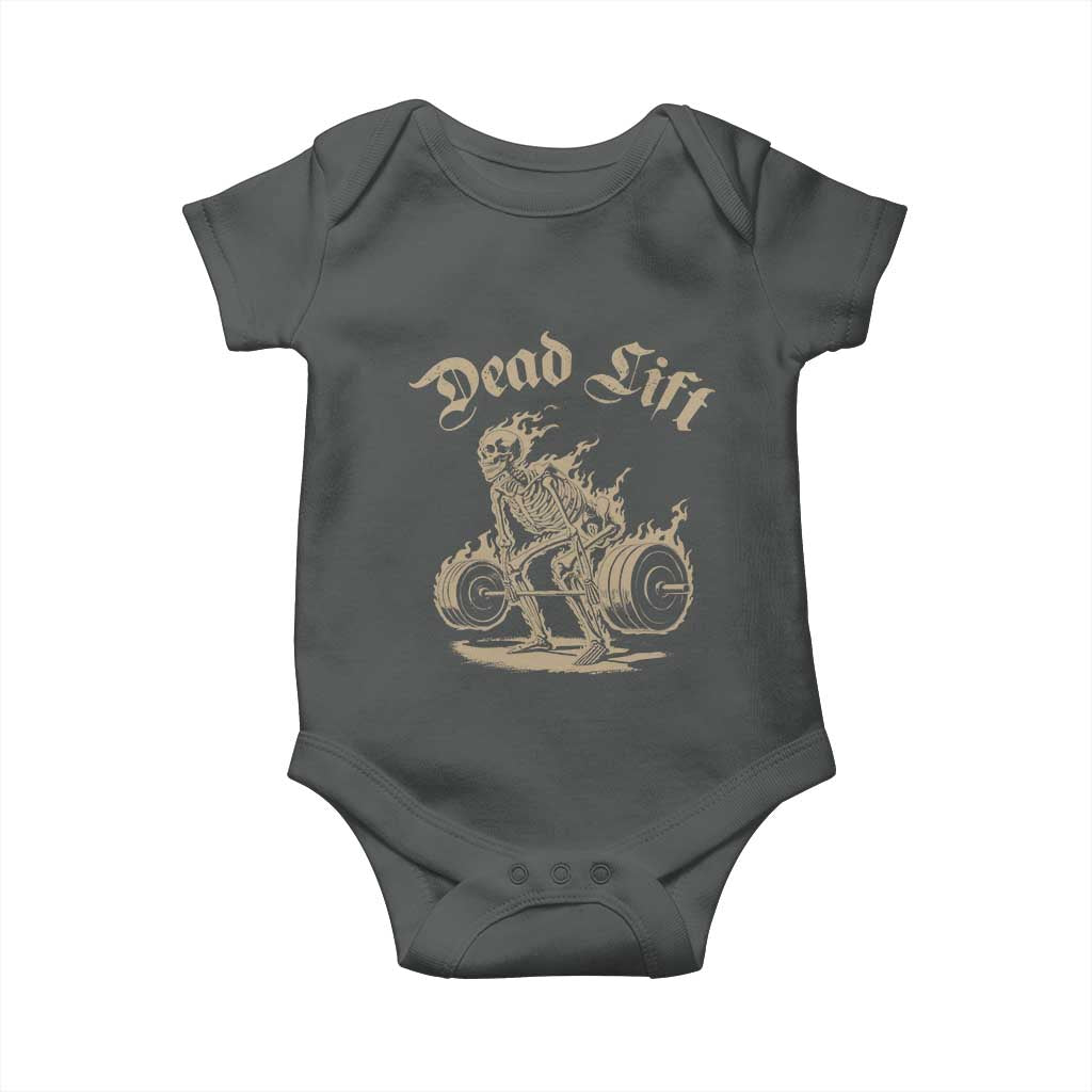 Funny Deadlifts Lifting Weights Gym Skeleton Baby Onesie - Wonder Print Shop