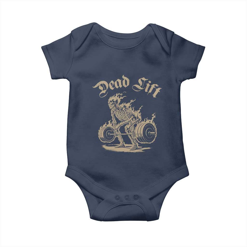 Funny Deadlifts Lifting Weights Gym Skeleton Baby Onesie - Wonder Print Shop