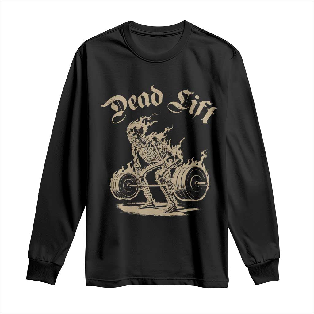 Funny Deadlifts Lifting Weights Gym Skeleton Long Sleeve Shirt - Wonder Print Shop