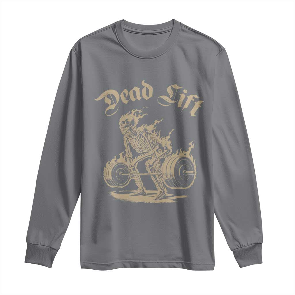 Funny Deadlifts Lifting Weights Gym Skeleton Long Sleeve Shirt - Wonder Print Shop