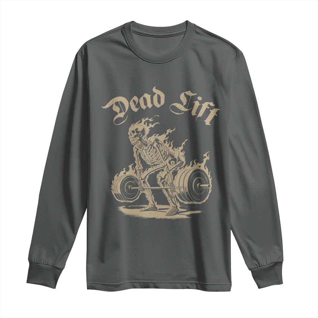 Funny Deadlifts Lifting Weights Gym Skeleton Long Sleeve Shirt - Wonder Print Shop