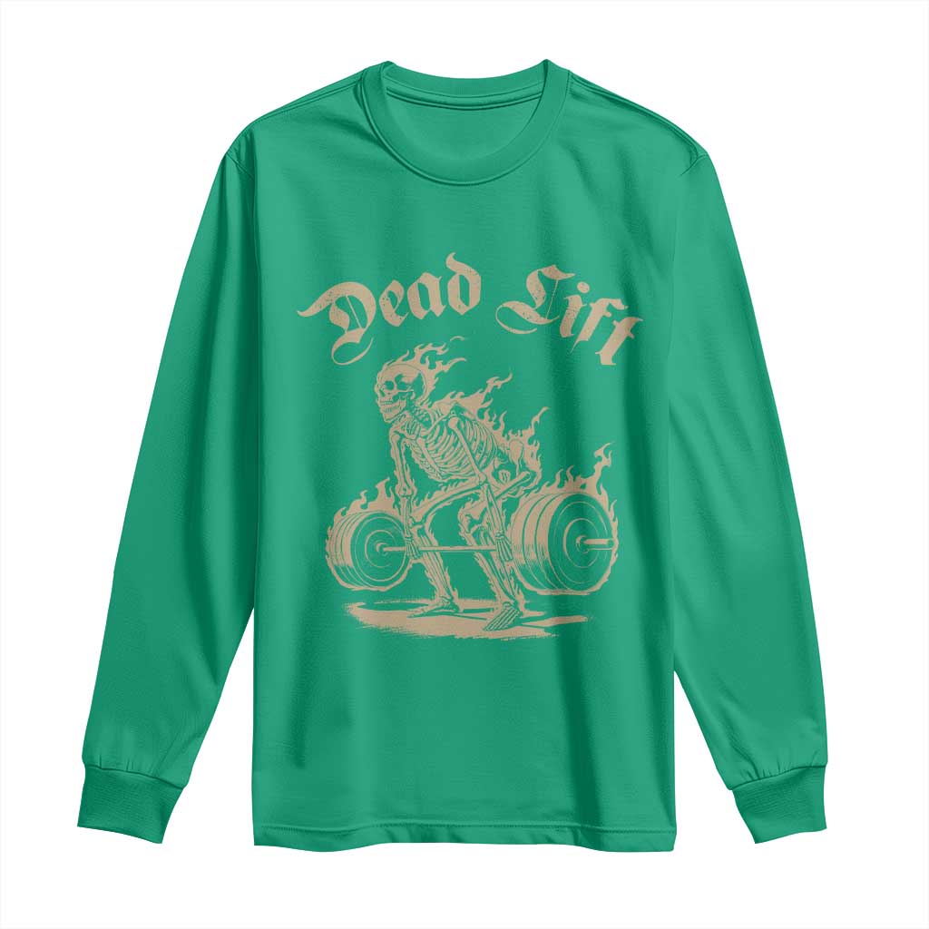Funny Deadlifts Lifting Weights Gym Skeleton Long Sleeve Shirt - Wonder Print Shop