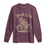 Funny Deadlifts Lifting Weights Gym Skeleton Long Sleeve Shirt - Wonder Print Shop