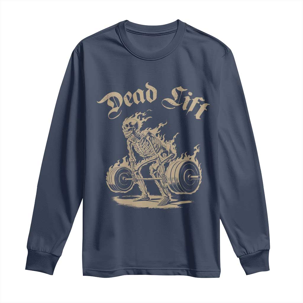 Funny Deadlifts Lifting Weights Gym Skeleton Long Sleeve Shirt - Wonder Print Shop