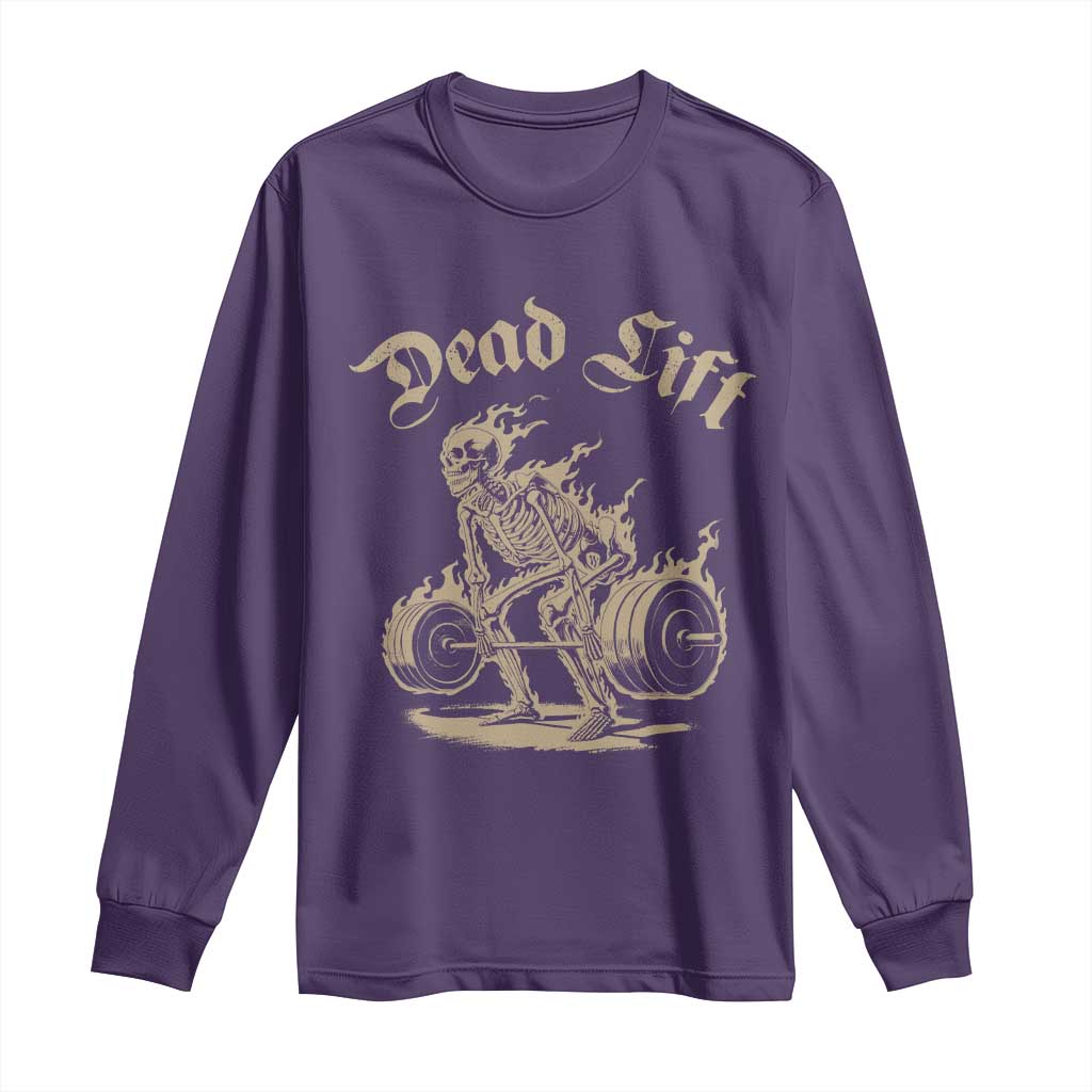 Funny Deadlifts Lifting Weights Gym Skeleton Long Sleeve Shirt - Wonder Print Shop