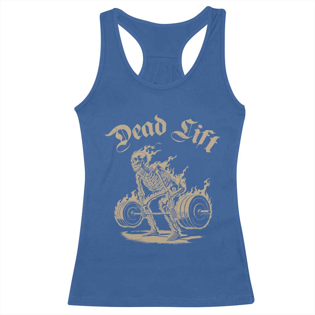 Funny Deadlifts Lifting Weights Gym Skeleton Racerback Tank Top - Wonder Print Shop