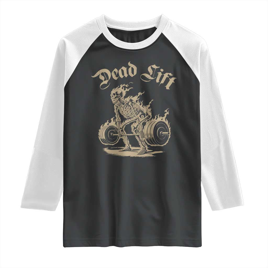 Funny Deadlifts Lifting Weights Gym Skeleton Raglan Shirt - Wonder Print Shop