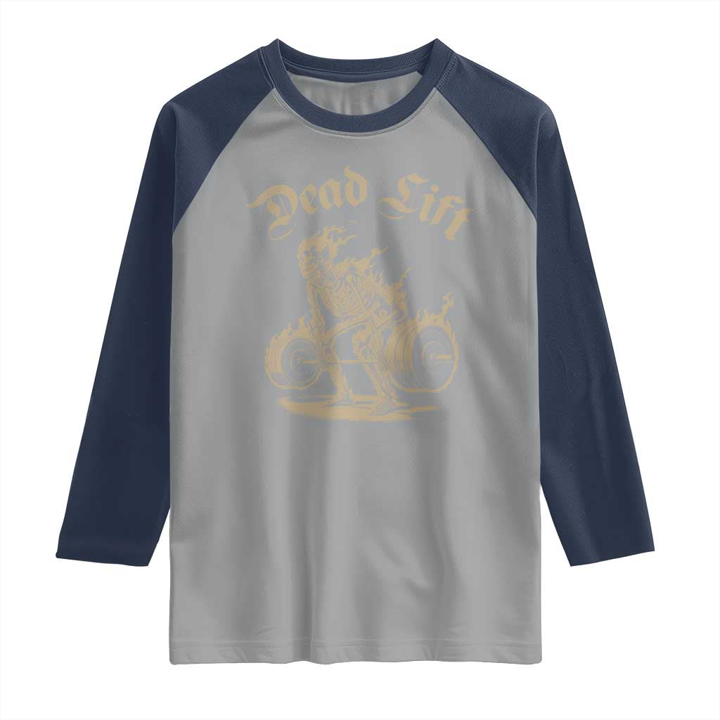 Funny Deadlifts Lifting Weights Gym Skeleton Raglan Shirt - Wonder Print Shop