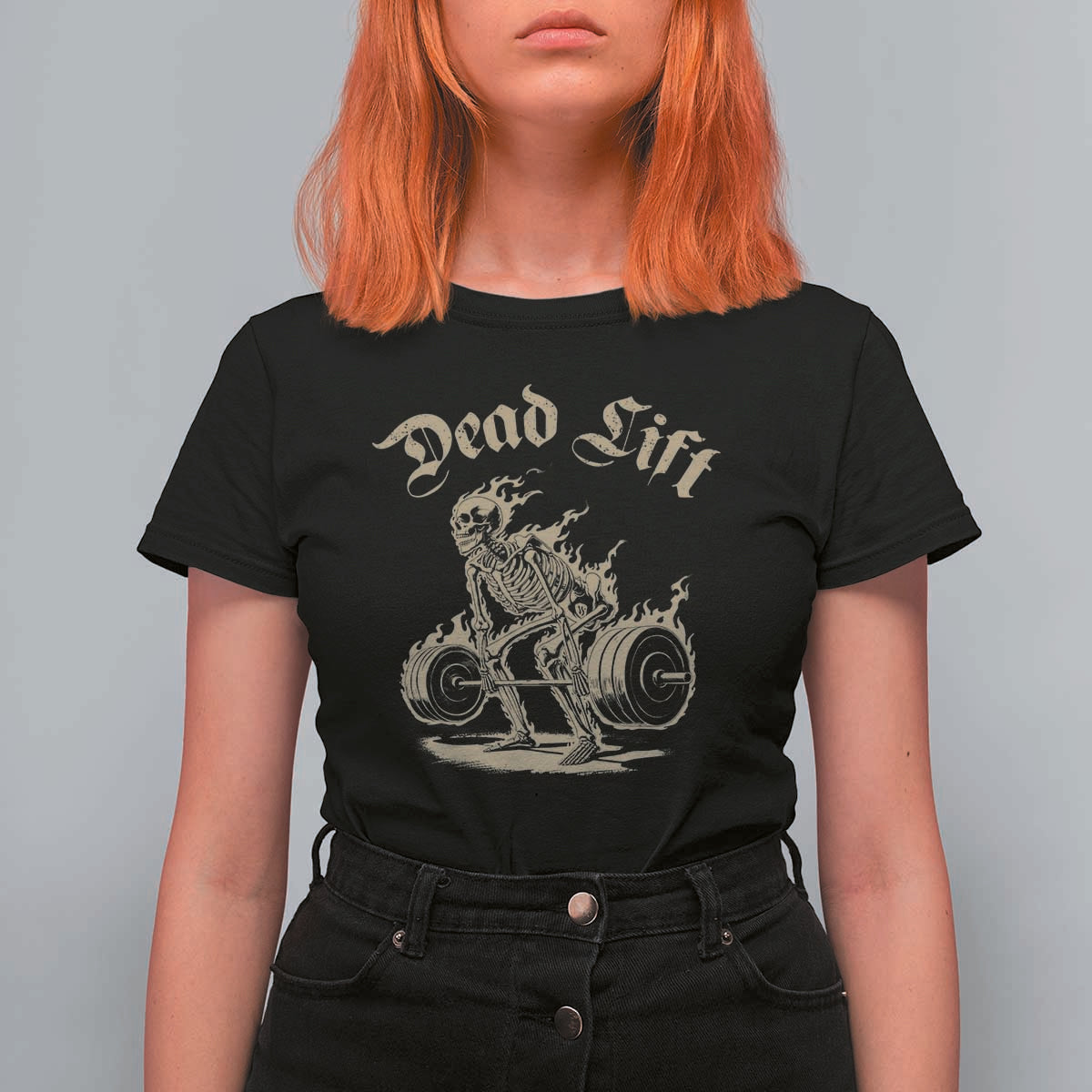 Funny Deadlifts Lifting Weights Gym Skeleton T Shirt For Women - Wonder Print Shop