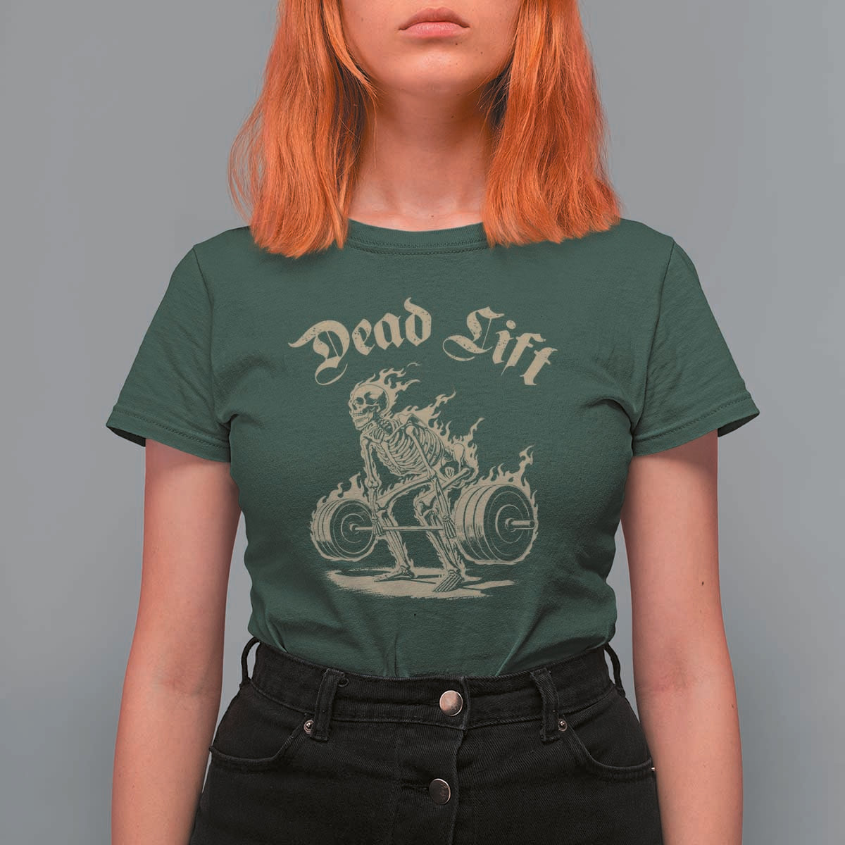 Funny Deadlifts Lifting Weights Gym Skeleton T Shirt For Women - Wonder Print Shop