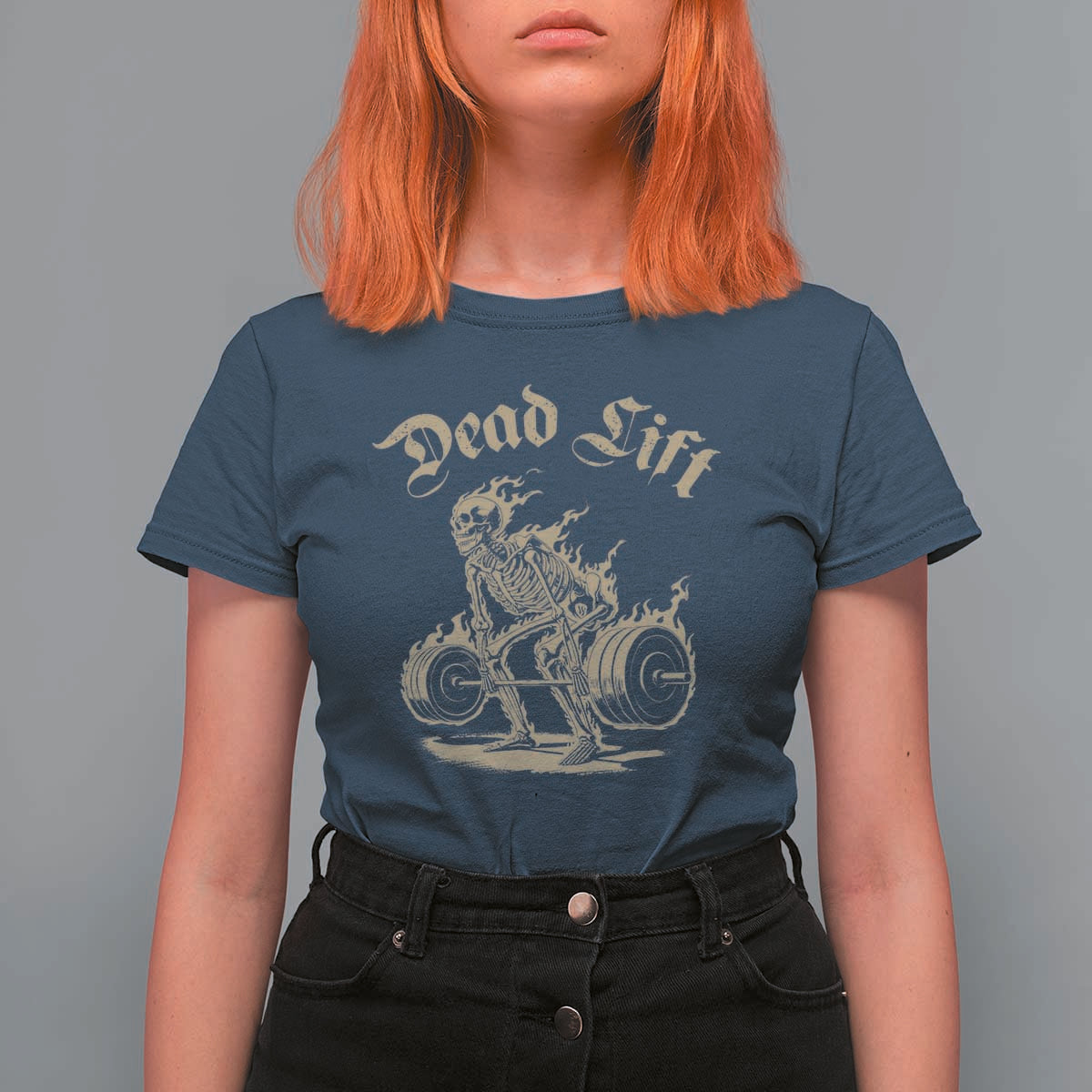 Funny Deadlifts Lifting Weights Gym Skeleton T Shirt For Women - Wonder Print Shop