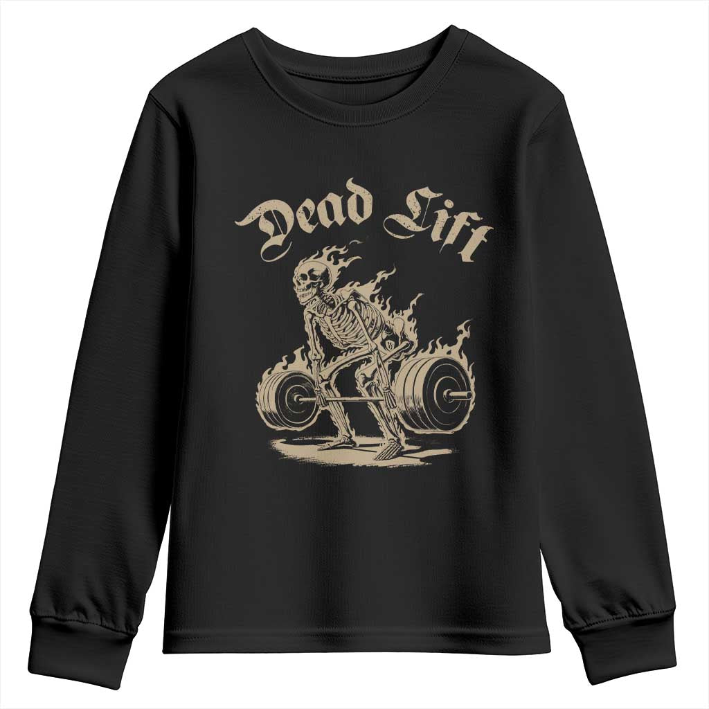 Funny Deadlifts Lifting Weights Gym Skeleton Youth Sweatshirt - Wonder Print Shop