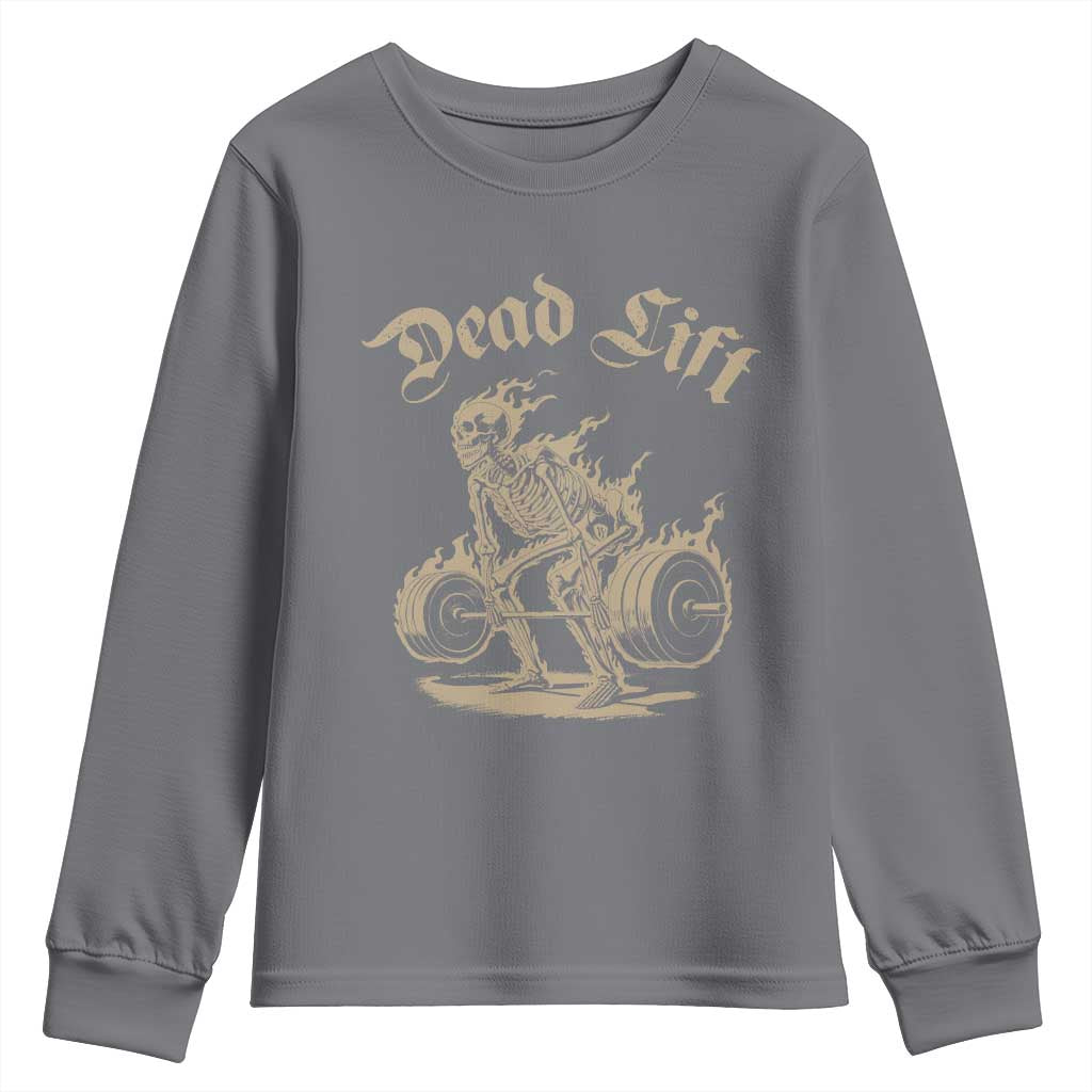 Funny Deadlifts Lifting Weights Gym Skeleton Youth Sweatshirt - Wonder Print Shop