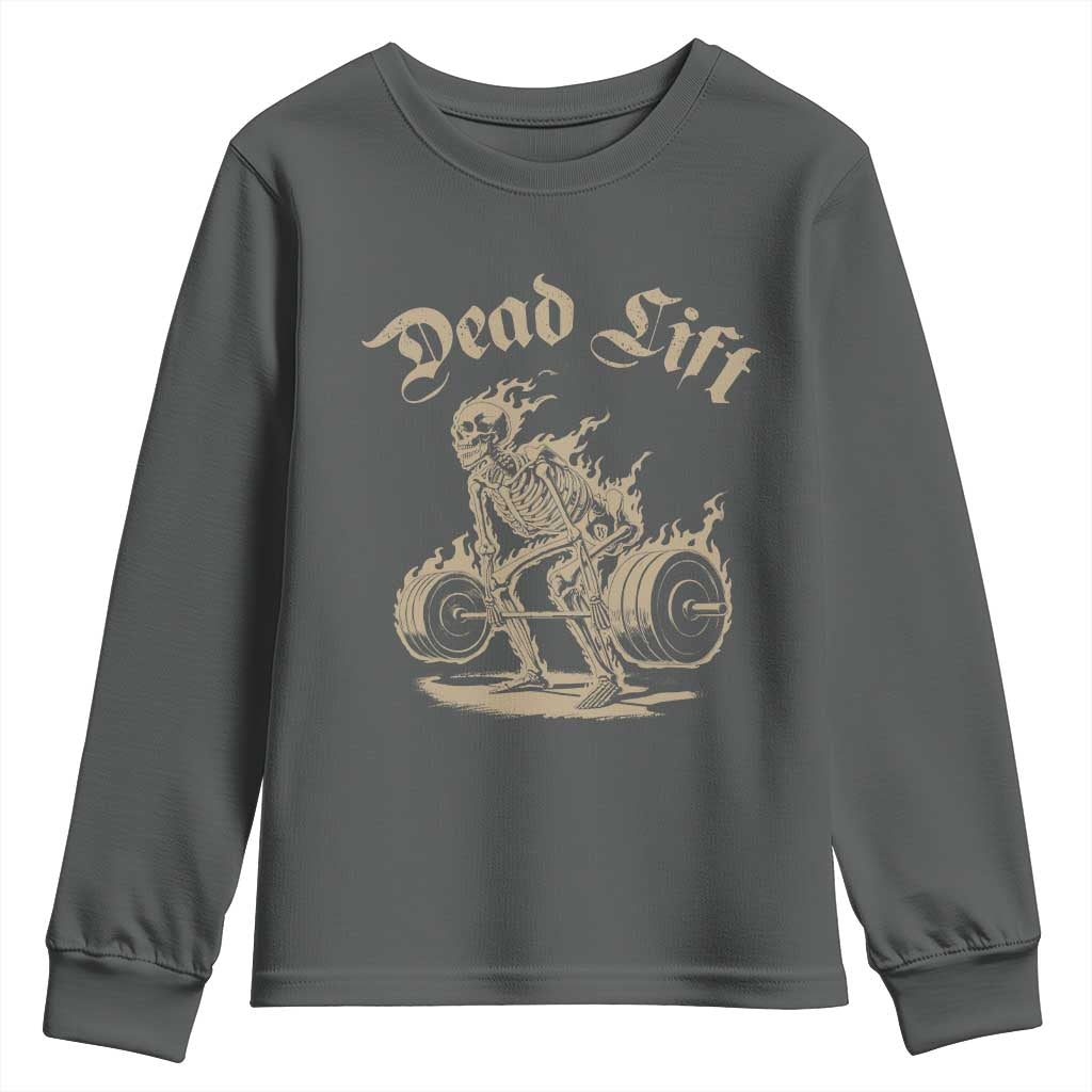 Funny Deadlifts Lifting Weights Gym Skeleton Youth Sweatshirt - Wonder Print Shop