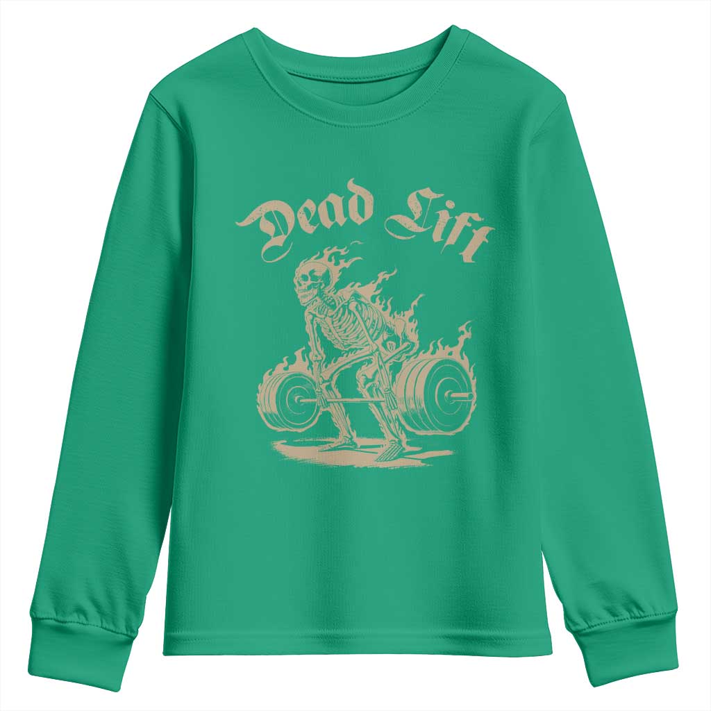 Funny Deadlifts Lifting Weights Gym Skeleton Youth Sweatshirt - Wonder Print Shop