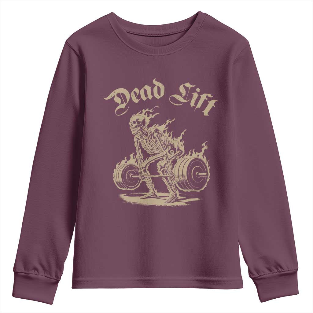 Funny Deadlifts Lifting Weights Gym Skeleton Youth Sweatshirt - Wonder Print Shop